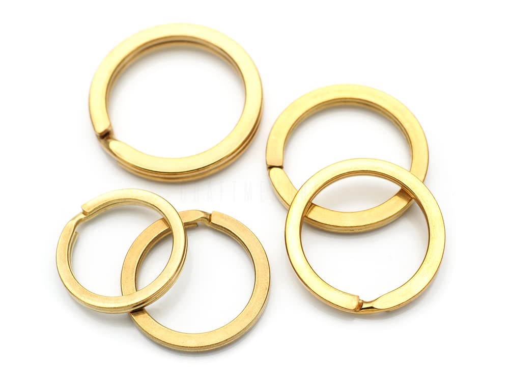 CRAFTMEMORE4pcs Solid Brass Split Ring Connector Key Rings Keychain Rings DIY Leathercraft