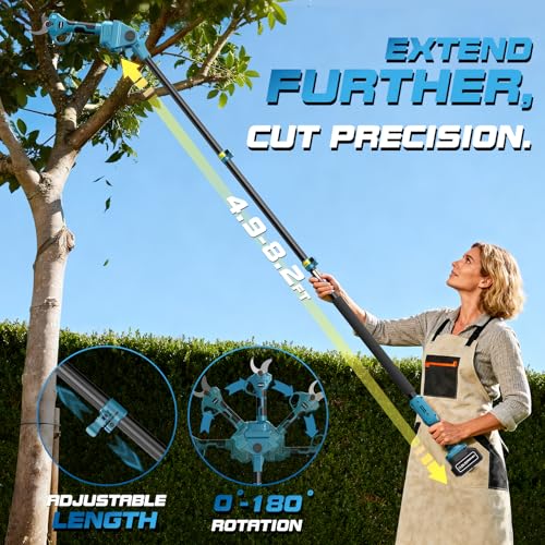 Image of Takuoo Cordless Electric Pruning Shears with Pole, 2.4 inch Cutting Diameter