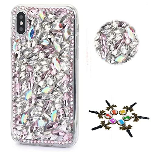 STENES Sparkle Case Compatible with Samsung Galaxy S23 FE Case - Stylish - 3D Handmade Bling Rhinestone Rhinestone Crystal Diamond Design Girls Women Cover - Pink