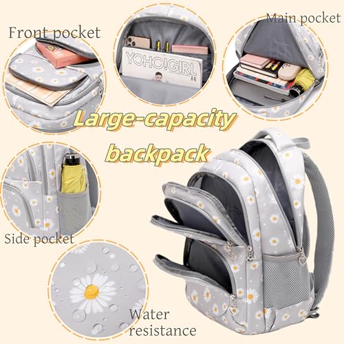 3Pcs Daisy Prints Backpack Set