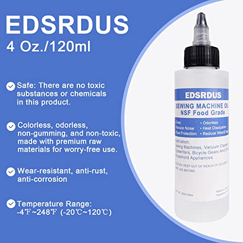 Edsrdus 4 Ounces Sewing Machine Oil, Colorless Odorless Non-Toxic Machine Oil For Lubricating All Sewing Machines Moving Parts #TOP1