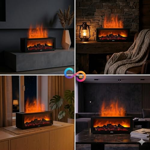 LOOPED IN Fireplace Flame Aroma Diffuser, Black - Image 5