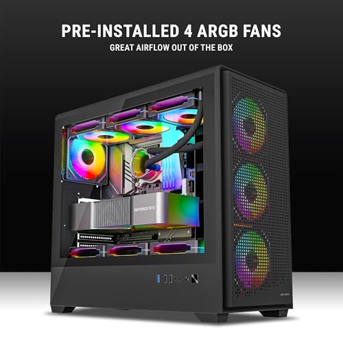 Image of Ant Esports EVO 360 Lite Mid-Tower Computer Case /Gaming Cabinet - Black | Support E-ATX, ATX, Micro-ATX, Mini-ITX | Pre-Installed 4 ARGB Fans