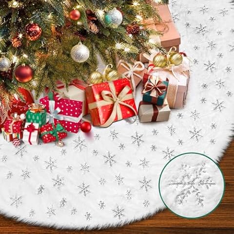 LYCDZT 72-Inch Faux Fur Christmas Tree Skirt Cover