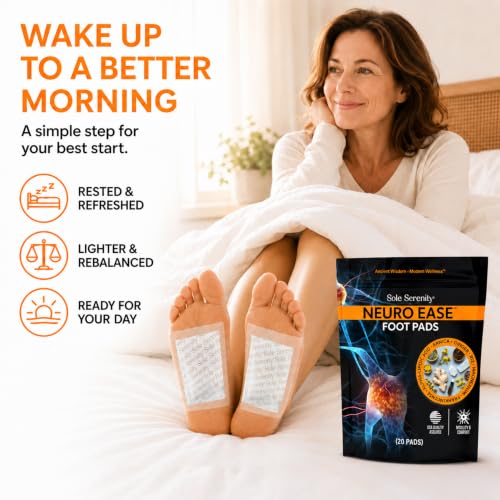 Image of Sole Serenity NeuroEase Overnight Foot Pads for Relaxing Soreness After a Lng Day, Tingling, Agitated Legs and Feet | For Long Days Sitting, Standing or Walking, Comfort for Tired, Overworked Feet & Legs, Arnica,Magnesium, MSM