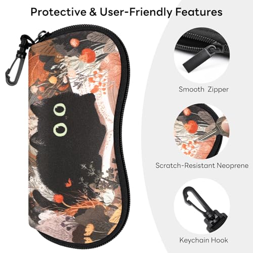 Image of Sunglasses Case with Belt Clip, Ultra Light Neoprene Zipper Soft Padded Glasses Case for Women Men