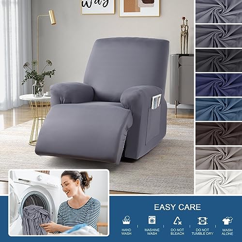Image of TAOCOCO Recliner Chair Cover 4-Pieces for Oversized Recliner, Stretch Recliner Slipcover for Large Recliners Washable Polyester Soft Fabric Furniture Protector (Oversized Recliner, Light Gray)