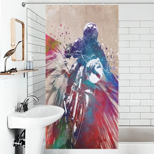 Rideau de douche moto humoristique pour décorer la salle de bain ado - 4