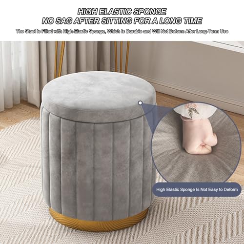 Moderno taburete de maquillaje redondo con almacenamiento silla de tocador compacta para sala de estar y dormitorio diseño elegante que ahorra espacio ideal para belleza y decoración del hog