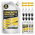 Pack of 4 Self Leveling Concrete Crack Filler, Cement Crack Filler, Waterproof & High Elasticity, Concrete Slab Repair for Driveway, Patio, Garage Floor, Sidewalk, Pool Deck (20 oz)