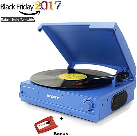 LoopTone A002BL 3 Speed Modern Style Vinyl Turntable with Speakers,Headphone Jack and RCA Line out for Adult Teens Kids,Blue Face Paint