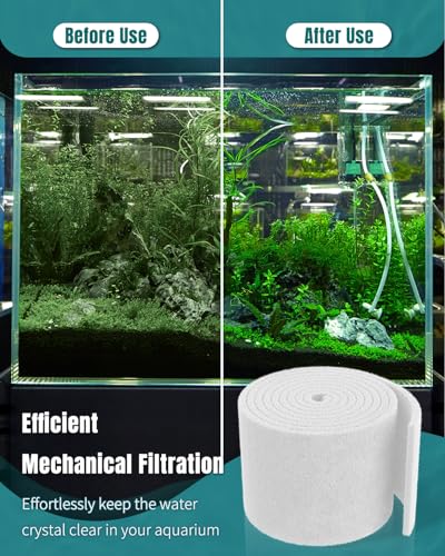 Image of Pawfly 79 x 12 Inch White Cuttable Aquarium Filter Pad, 2 Inch Thick High Density Filter Media Roll for Freshwater Saltwater Fish Tanks & Small Ponds, Aquarium Filter Floss Roll for Fish Tank Filters
