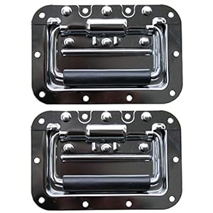 2x klapgreep medium geveerd inbouwschaal 9mm 160×107 mm case rek *chroom *