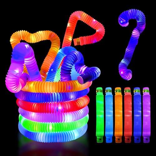 WinGluge 18 Piezas Tubos Sensoriales Niños, Tubo Elástico Multicolor, Juguetes Sensoriales de Tubos Pop Luminoso, Tubos Luminosos Pop, Luces Plegables Pop Tubes, Mini Tubos Pop Juguetes Sensoriales