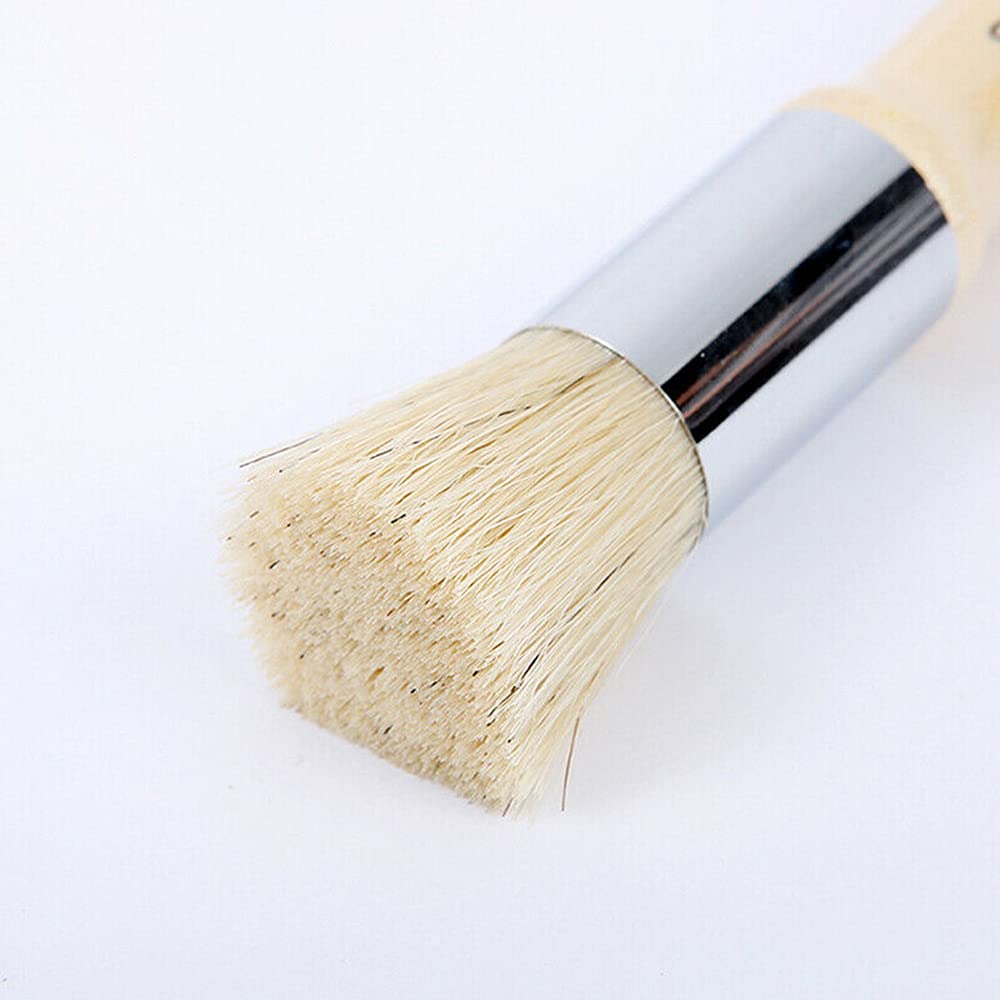 Set Di 3 Pennelli Per Stencil In Legno Con Setole Piatte In Nylon – Lavabili – Per Acrilico, Olio, Acquerello