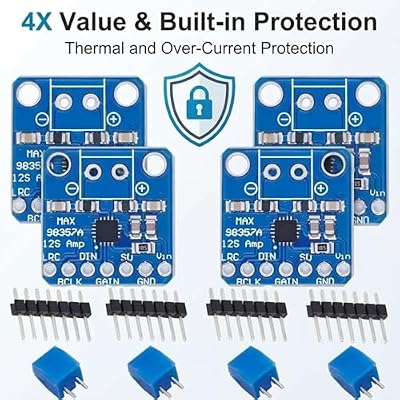 4PCS MAX98357A I2S 3W Class D Amplifier Breakout Interface I2S DAC Decoder Module for Rasp Berry P i, ESP 32, Ar duino Audio Projects