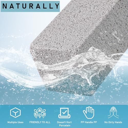 Image of 2 Pack Pumice Cleaning Stone with Handle, Toilet Bowl Cleaner Toilet Brush with Non-Slip Long Plastic Handle for Kitchen /Bath /Pool /Household Cleaning