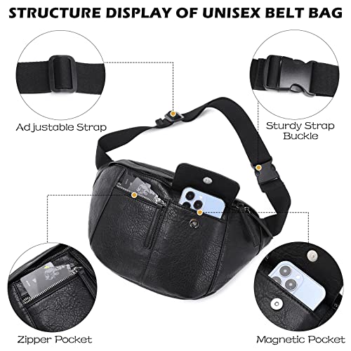 Eslcorri Fanny Pack For Women Men - Fashionable Crossbody Bags Everywhere Belt Bag Vegan Leather Unisex Chest Bum Waist Packs Casual Shoulder Sling Purse For Travel Camping Hiking Running #TOP2