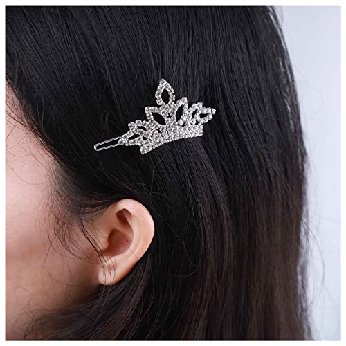 Allereyae Crystal Tiaras Crown Hair Clip Barrette Rhinestone Crown Hairpins Barrette Silver Cz Crown Head Clip Headwear Crystal Wedding Hair Accessories For Women And Girls (Silver) #TOP16