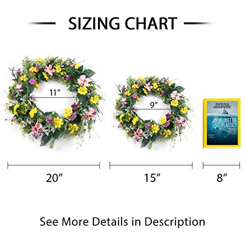 Spring Wreaths For Front Door Outside- 20In Daisy Spring Door Wreath Large Artificial Floral Wreaths With Hanger- Flower Wreath Home Decor For Window Indoor Outdoor Home St Patricks Day Decorations #TOP6