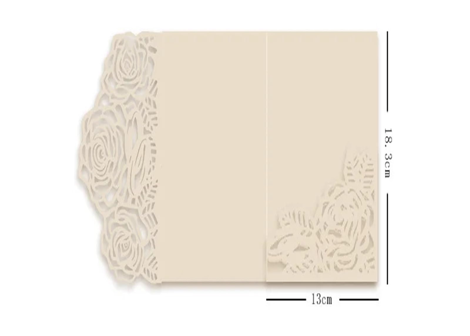 Hochzeitseinladungen Karte 10 Stück Waldgrüne Hochzeitseinladungen mit Laserschnitt, DIY-Kit, druckbare, dreifach gefaltete Geburtstags-/Partykarte mit Blumenmuster(Gold,Whole Set)