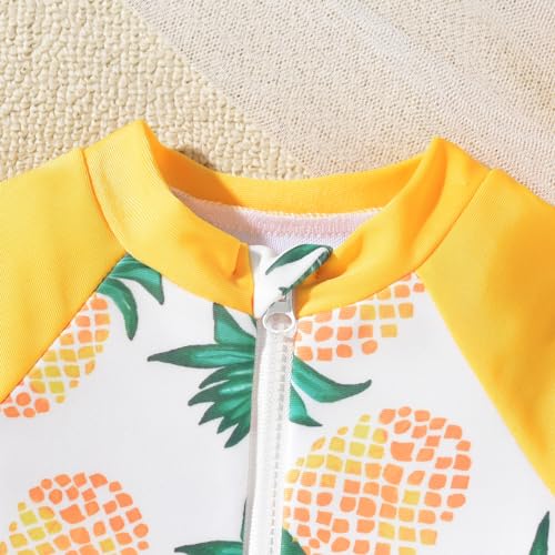Image of Aalizzwell Baby Girls Long Sleeve One Piece Swimsuit with Hat