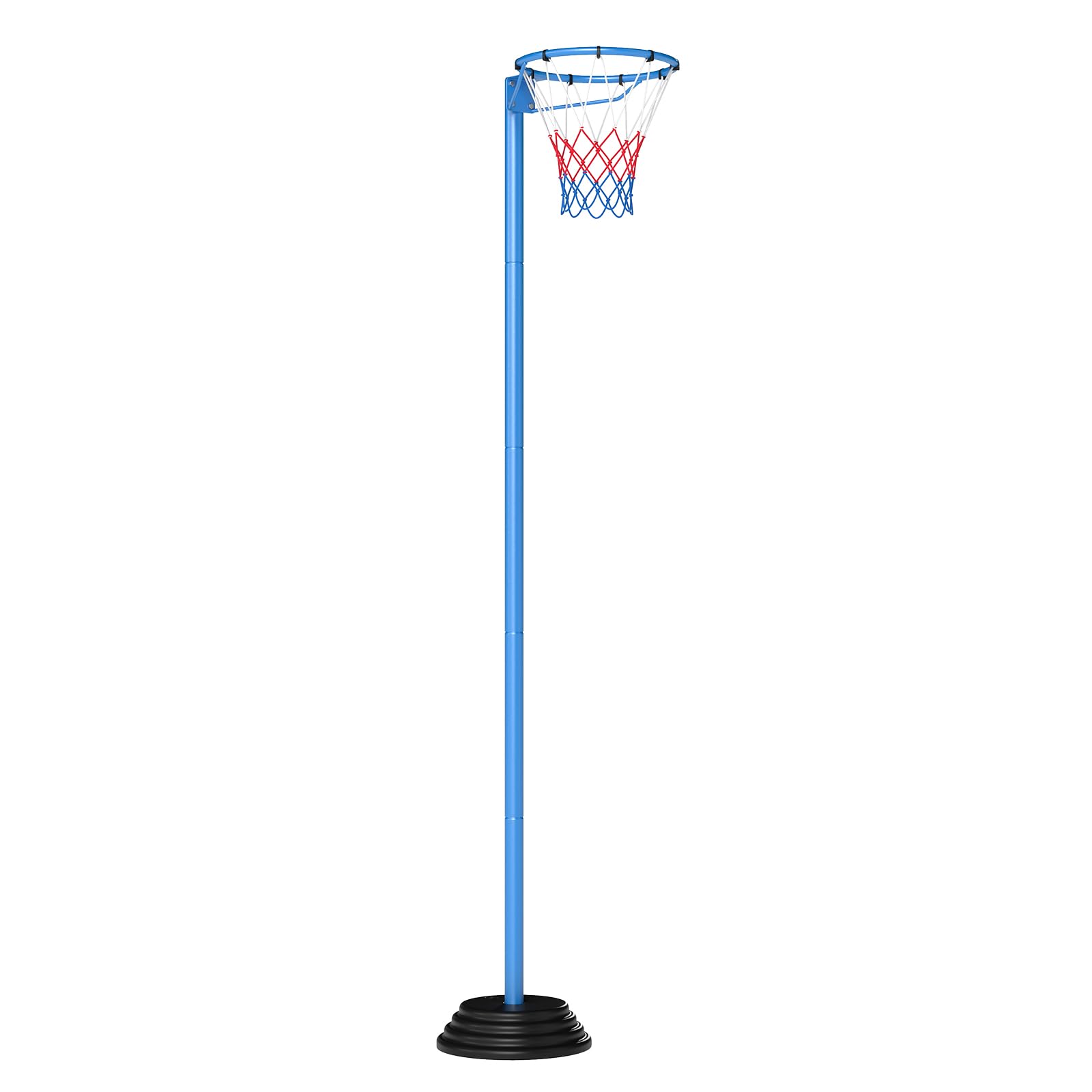 COSTWAY Netball Stand and Post, Adjustable Basketball Goal System with Fillable Base, Portable Regulation Hoop Full Size Basketball Net Set for Kids Teenagers Adults (Blue, 105-255 cm)