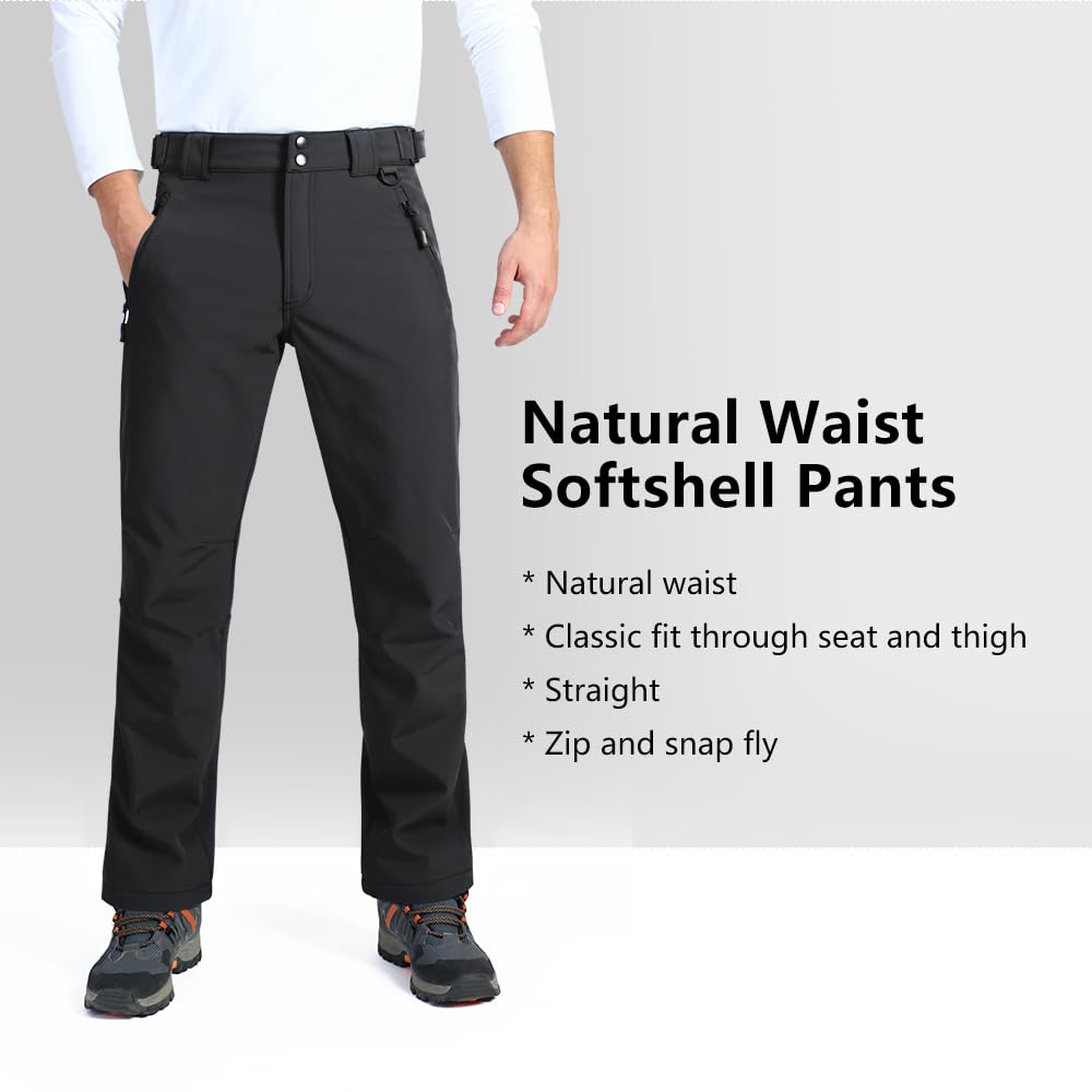 Outdoor Ventures Pantalon léger imperméable coupe-vent doublé polaire chaud pour la randonnée, le ski et la neige - Taille extensible