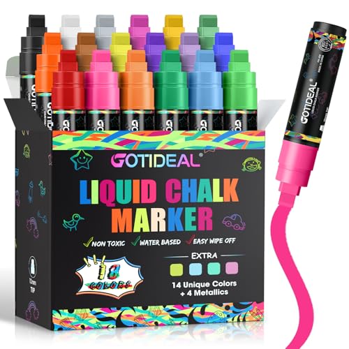 GOTIDEAL Window Markers for Glass Washable,Jumbo Chalk Markers for Blackboard,Car