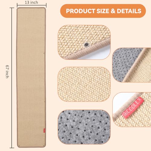 Alfombra Rascadora para Gatos Wall Scratcher COOLEX CWC01 66.93x13x0.32 inch Marrón miniatura 3