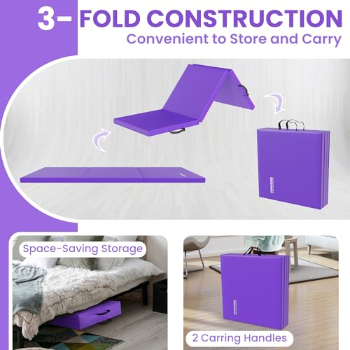image for Fitvids Folding Exercise Gymnastics Mat for Tumbling, 2'x6'x2