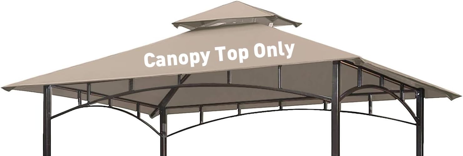 OLILAWN Grill Gazebo Replacement Canopy Roof, 5' x 8' Outdoor BBQ Gazebo Canopy Top Cover, Double Tired Grill Shelter Cover with Durable Polyester Fabric, Only Fit for Model L-GG001PST-F, Khaki