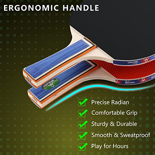 LEADER RIDER Ping Pong Paddles Set with Balls, Table Tennis Racket Set, Training Recreational Racquet Kit - Table Tennis Paddle & Game Accessories for Indoor or Outdoor