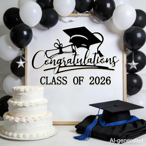 Decoración Vinilo Pared Graduación Congrats Grad Negro miniatura 6