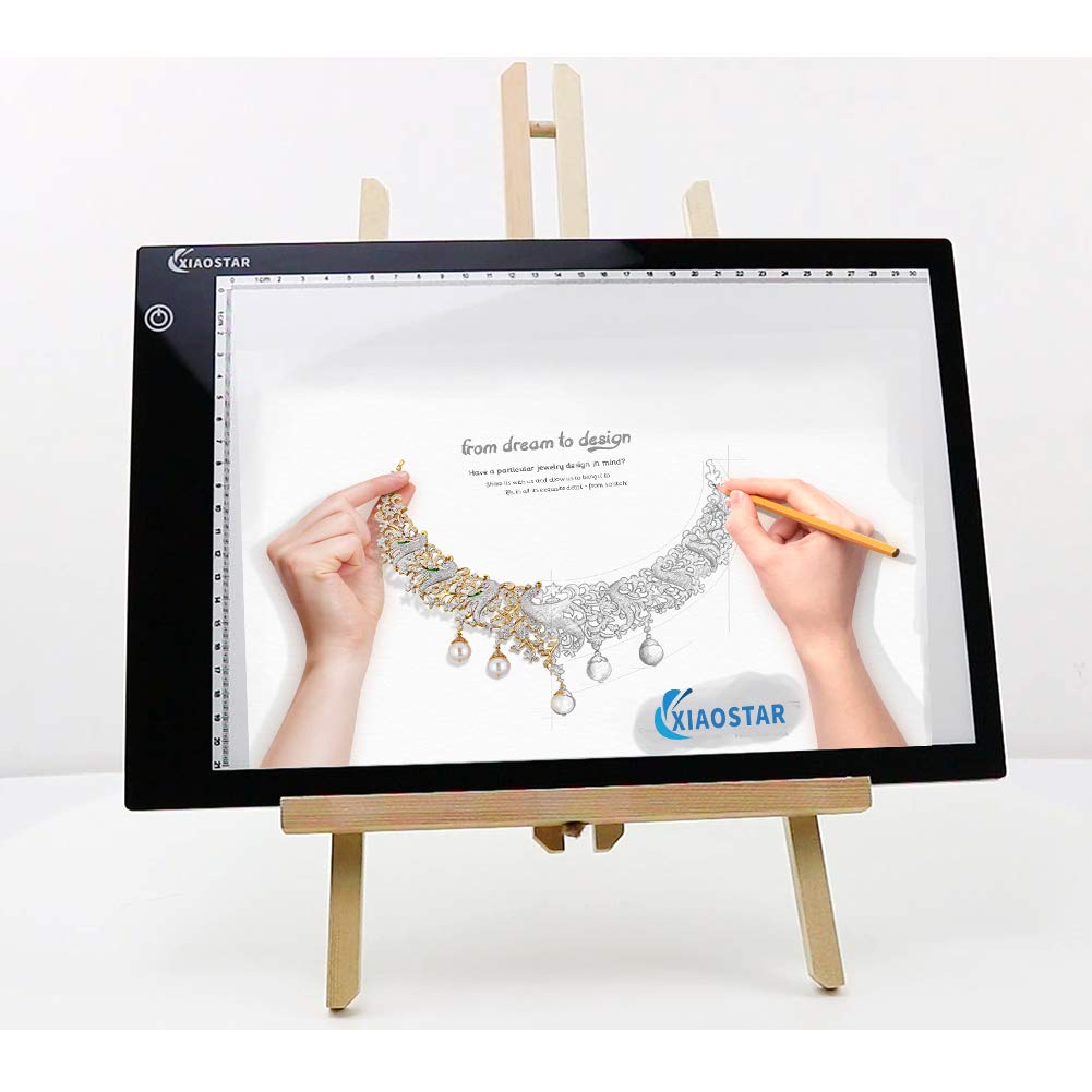 XIAOSTAR A4 Beleuchtetes Tablet Kopiertafel mit LED A4, Super Dünn, für Zeichentafel mit USB-Kabel mit Verstellbarer Helligkeit, für Künstler,Animationzeichnen,Skizzieren,Visualisierung mit X-Speichen