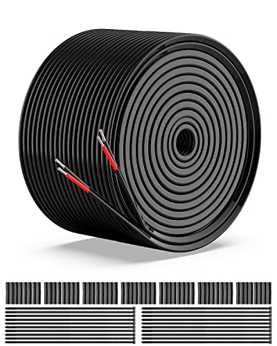 NAOEVO 16 Gauge Wire 2 Conductor Electrical Wire, 16 AWG Stranded PVC Cord, 12V Low Voltage/Tinned Copper/Flexible Cable for Automotive Wiring, Lamp Cord, Marine Cable (100FT)