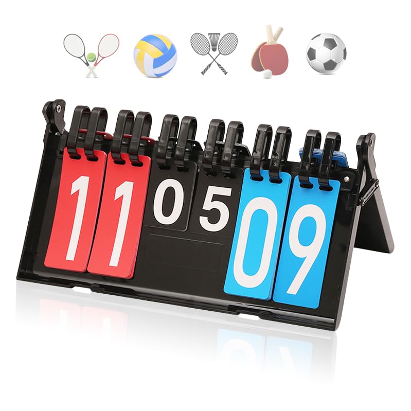 Honicemar Waterproof Sports Scoreboard Portable Flip 6 Digit Score board plastic Scorer - Black, for Sports Competition Football Basketball Tennis Rugby Table Tennis Badminton Score Keeper and More- B — image 1