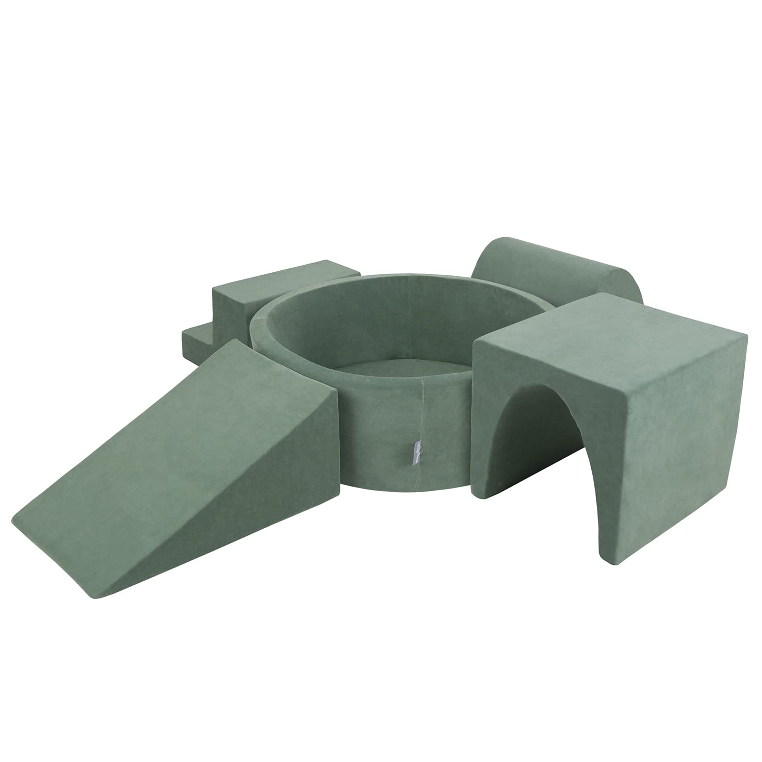KiddyMoon Area di Gioco in Schiuma con Tondo Piscina di Palline per Bambini Piscina (300 Palline) + Version 3, Verde del Bosco: Tuchese Scuro/Verde Grigio/Bianco