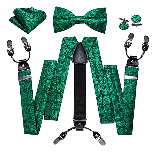 Set de Tirantes y Corbatín para Hombre de Seda Verde miniatura 1