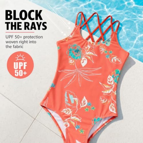 Image of Kanu Surf Girls' Reese UPF 50 Beach Sport Criss-Cross One Piece Swimsuit