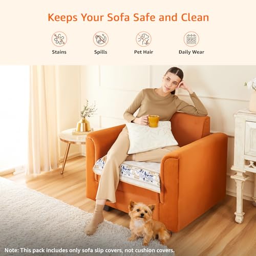 Image of Amazon Basics Jacquard Sofa Cover for Single Seater, Smooth Plain Weave, Non-Slip Sofa Pad, 70x70 cm, Soft Silicone Grip Dots, 100% Polyester, Machine Washable - Grey