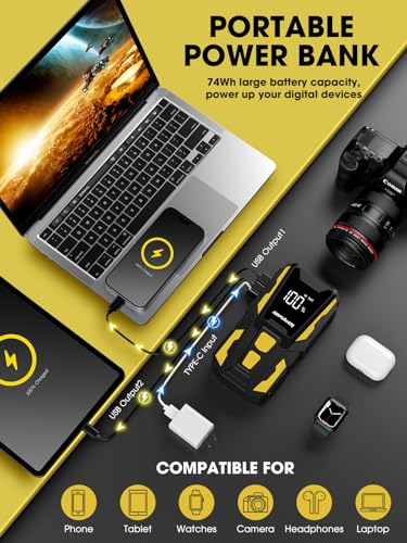 image for DBPOWER 5000A Jump Starter, 74Wh Car Battery Jump Starter for Up to 10