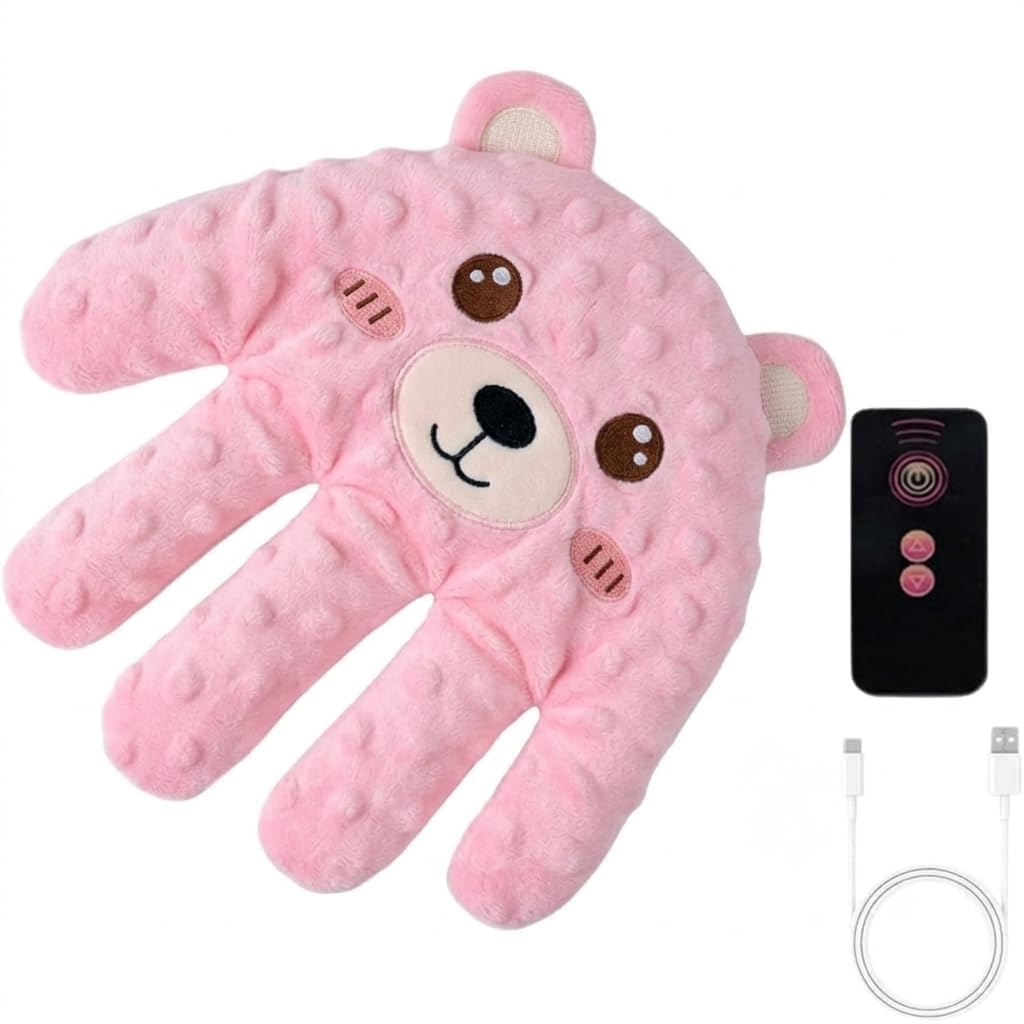 Baby Sleeping Soothing Plush Toy Pillow for Newborn Infants | Soft Hand Shape Comfort Cushion for Baby Sleep Support | Cute Plush Companion Toy for Boys & Girls (Pink)-image-34