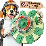 KADTC Level 2 in 1 Dog Spinning Puzzle Toys for Small/Medium/Larger Dogs Adjustable Treat Dispensing Food Puzzles Slow Feeder Brain Stimulating Puppy Mental Stimulation Enrichment Interactive Game