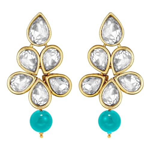 Image of Peora Crystal Faux Pearl Kundan Necklace & Jewellery Set Gift for Women