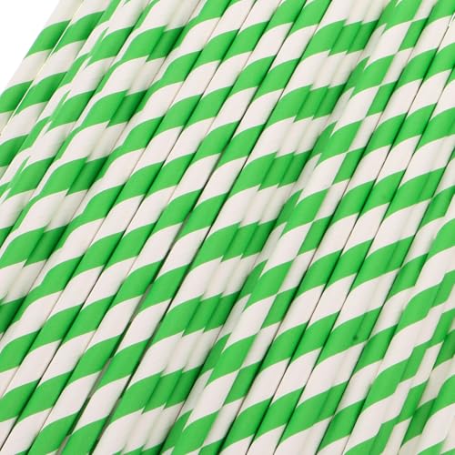 100 pitillos de papel desechables verdes con rayas miniatura 7