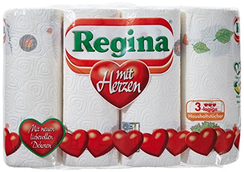 Preisvergleich Produktbild Regina mit Herzen Haushaltstücher 3-lagig, 4 Rollen 45 Blatt