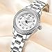 Gosasa Automatic Watch Fashion Women's Analog Watches Stainless Steel Link Waterproof Ladies Luxury Dress Watch (Silver & Silver)
