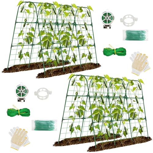 2 Pack Cucumber Trellis for Raised Bed, 48x48inch U-Shape Garden Trellis for Climbing Plants Outdoor, Metal Arch Trellis for Vegetables, Plant Support for Tomato, Pea, Zucchini, Squash