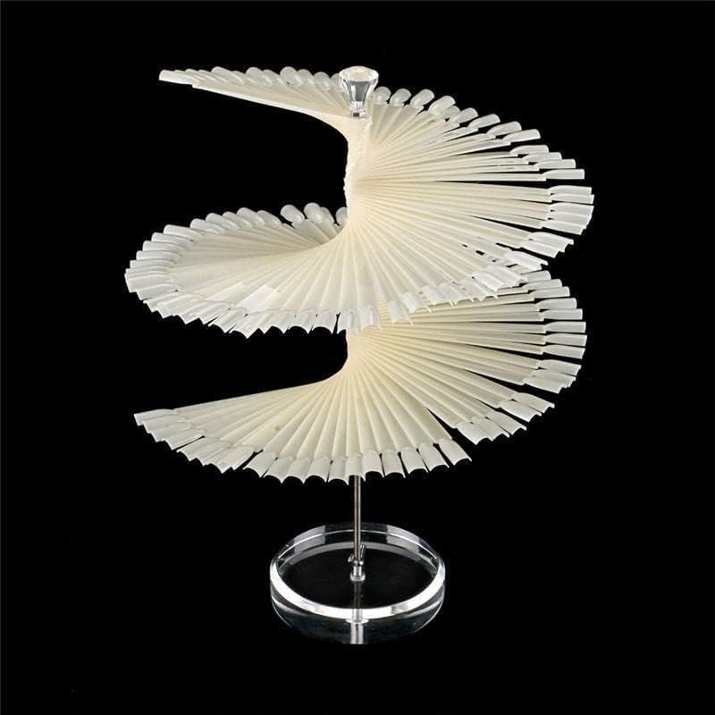 Pro Spiral Fan Shape Display Stand Holder with 120 Pcs False Nail Tips Stick for Nail Art Gel and Polish Color Chart Book, Natural Color-image-48